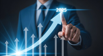 Visualize powerful 2025 business growth with a professional strategic mindset