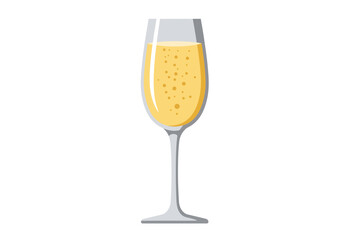 A flute glass filled with bubbly yellow champagne