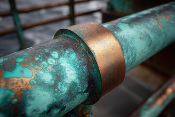 Nano-coating for anti-rust marine application, sea green and metallic bronze, water-themed industrial use 