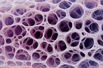 Nano-fiber mesh structure under microscope lens, blush lavender and white, highly detailed texture 