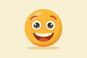 Joyful Smiley Face, Orange Vector, Smiling Expression on White Background