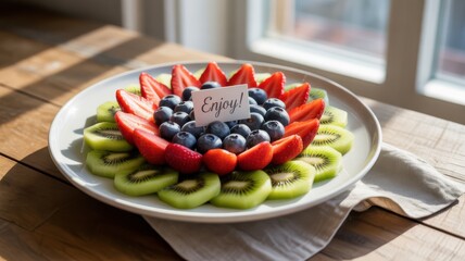 Fresh Fruit Platter with Strawberries, Blueberries, and Kiwi Slices