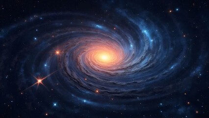 渦巻く銀河の中心部 宇宙空間 深い青色