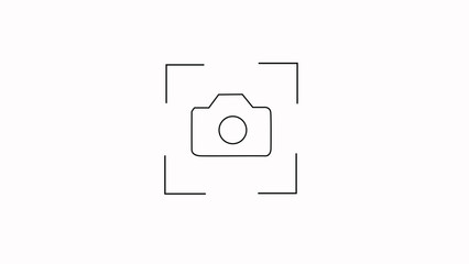 Abstract rendering black and white symbol of photo camera animation.;