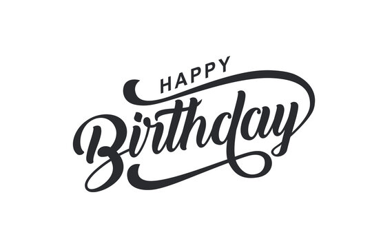 Happy Birthday – Stylish Black Cursive Typography on White Background - Powered by Adobe
