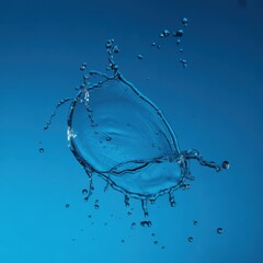 Dynamic Water Splash Captured in Mid-Air Against a Blue Background