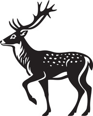 Stylized deer silhouette with antlers and spots