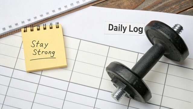Motivational Fitness Journal with Dumbbell for Daily Workout Tracking