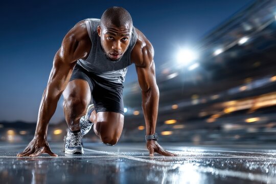 Ready Set Go Runner On Starting Block