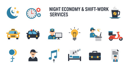 Obraz premium Night Economy and Shift Work Services.