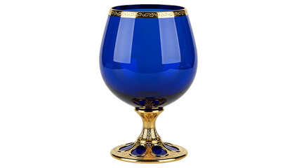 Buy blue glass goblet with gold trim elegant glassware drinkware barware home decor online shop now sale discount on transparent background