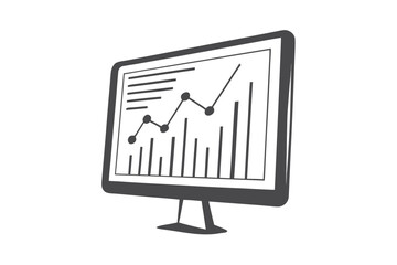 Monitor Displaying Chart, Graph Data on a White Background