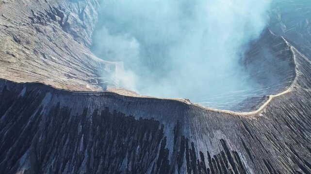 Aerial view of Mount Bromo, active volcano in East Java, Indonesia