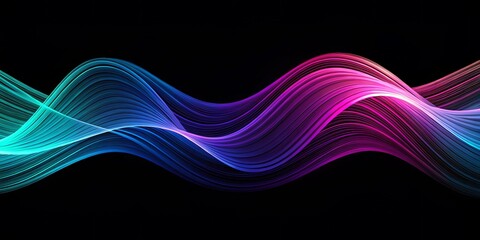 Abstract colorful sound wave flowing on black background