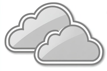 Two stylized, light gray clouds, outlined in white, appear close together