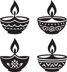 Black and white 4 lamp vector art design