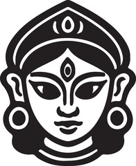 Vector drawing of a black and white mask with a angle art design