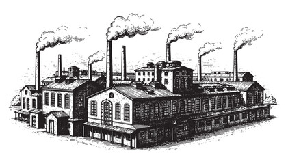 factory building engraving vector style © trianatio