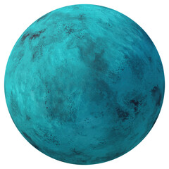 Fictional green planet isolated transparent background 3d rendering
