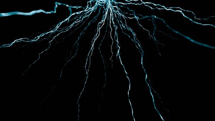 上から降り注ぐ水色のプラズマのエフェクト