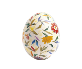 Decorative Easter Egg with Floral Painted Design Keywords: easter egg, painted, floral, decoration isolated on a transparent background