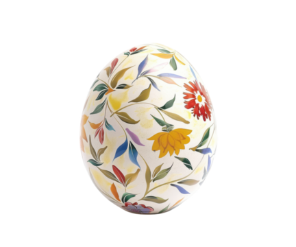 Decorative Easter Egg with Floral Painted Design Keywords: easter egg, painted, floral, decoration isolated on a transparent background