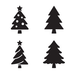 A vibrant set of Christmas tree icons, perfect for holiday season decoration, celebrating winter with festive cheer