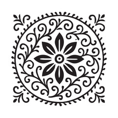 Vintage abstract floral vector illustration of a round lace ornament with a seamless pattern, perfect for a decorative art frame or wallpaper border