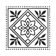 A vintage ornamental postage stamp with a floral cross postmark on aged paper