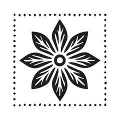Abstract vector illustration of a floral ornament with a stylized star and sun design