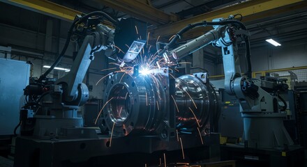 Robotic Welding Arms Precision Automated Manufacturing Factory