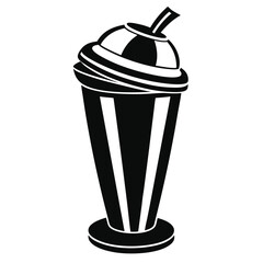 Classic milkshake silhouette presents a delectable frozen dessert drink with a straw and a rounded top