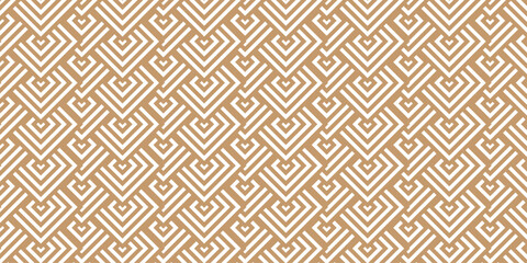 seamless pattern with square brown overlap swirl fabric vector overlapping ornament textile background.	