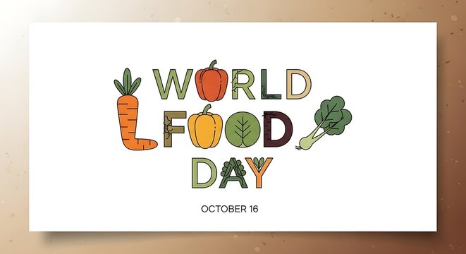 Global Food Day Commemoration with Vibrant Vegetable-Themed Typography for Healthy Eating Awareness
