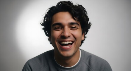 Youthful exuberance captured in a spontaneous moment of unrestrained laughter