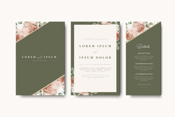 wedding invitation card with roses flower design