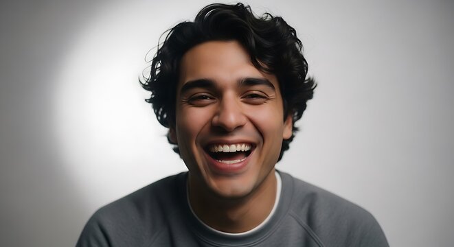 Youthful exuberance captured in a spontaneous moment of unrestrained laughter