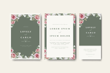 wedding invitation card with roses flower design