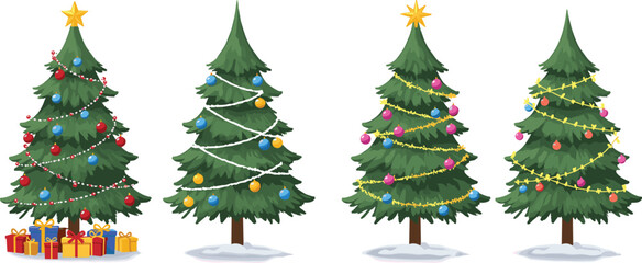 Art & IllustrationChristmas tree coloring activity with decorations, festive gifts, garlands, ornaments, and stars, fun holiday game for kids and families