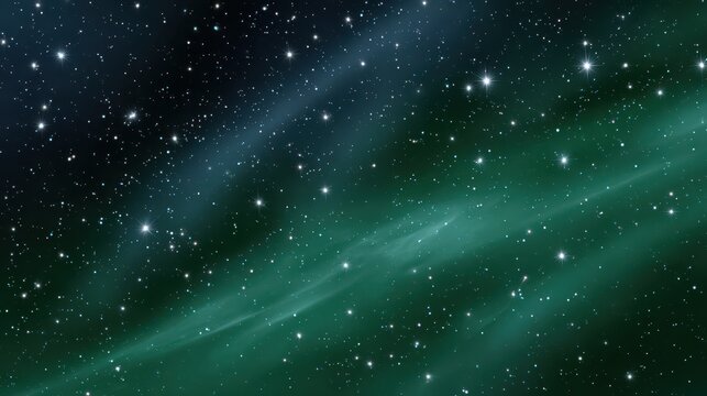 Celestial Symphony: A breathtaking spectacle of the cosmos unfolds, showcasing an ethereal galaxy swirling with stars, rendered in vibrant hues of emerald and deep indigo.