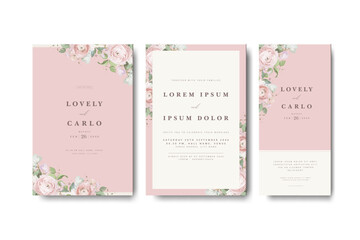 wedding invitation card with roses flower design