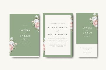 wedding invitation card with roses flower design