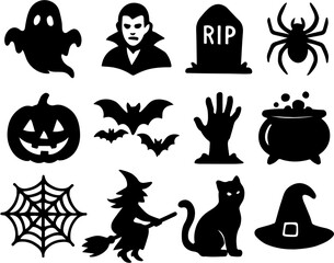 set of halloween icon  vector on tranparent background © Riszczel