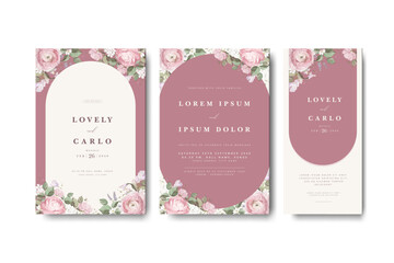 wedding invitation card with roses flower design