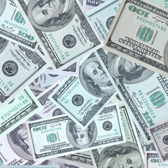 Stack of US Dollar Bills Pattern, Financial Wealth Background with Hundred Dollar Banknotes, Money Economy Concept for Business and Investment