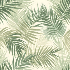 Tropical Palm Leaf Silhouette Seamless Pattern V2