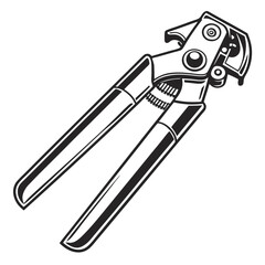 Black and white rendering shows a household tool, a bottle opener with ergonomic handles