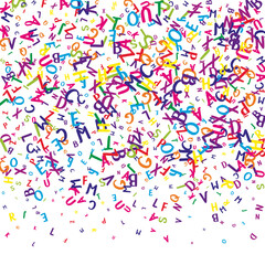 Falling letters of English language. Colorful