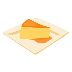 Flan Spanish custard dessert flat color vector illustration template design