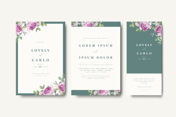 wedding invitation card with roses flower design